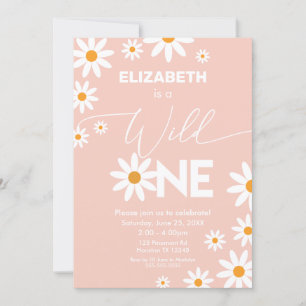 Invitación Daisies Wild One Birthday Party pink invitation