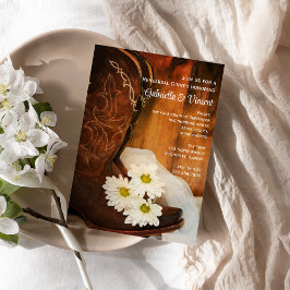 Invitación Daisies y Cowboy Boots Cena de ensayo occidental