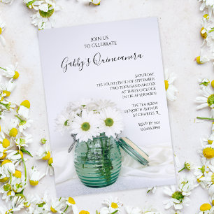 Invitación Daisitas blancas en Fiesta de la Quinceanera de la