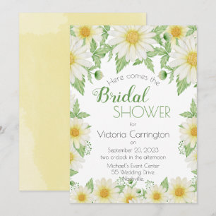 Invitación Daisitas florales amarillas blancas con ducha de n