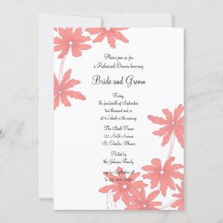 Invitación Daisitas rojas en la cena de ensayo de Bodas blanc