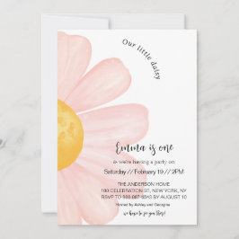 Invitación Daisy 1er cumpleaños, Chica de Daisy Rosado 1er cu