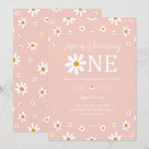 Invitación Daisy 1er cumpleaños Rosa