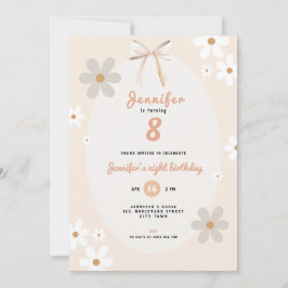 Invitación Daisy 8th Birthday Floral Invitation for Girls
