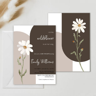 Invitación Daisy acuarela minimalista ducha de bebé