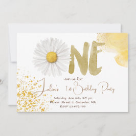 Invitación Daisy acuarela primer cumpleaños