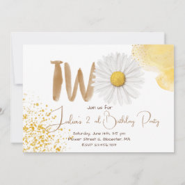 Invitación Daisy acuarela segundo cumpleaños