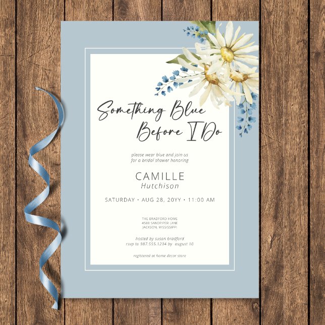 Invitación Daisy Algo Azul Antes De Hacer Ducha Bridal (Subido por el creador)