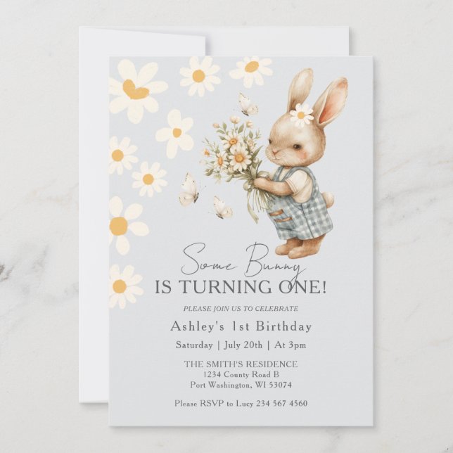 Invitación Daisy Algunos conejitos se convierten en Pascua (Anverso)