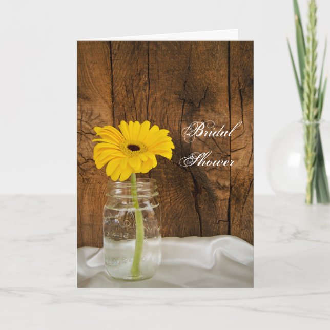 Invitación Daisy amarillo en la ducha de novias en Mason Jar  (Anverso)