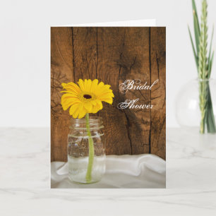 Invitación Daisy amarillo en la ducha de novias en Mason Jar
