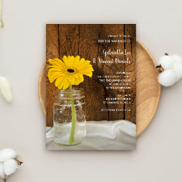 Invitación Daisy amarillo en Mason Jar Country Barn Boda