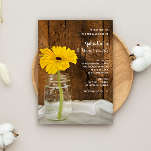 Invitación Daisy amarillo en Mason Jar Country Barn Boda