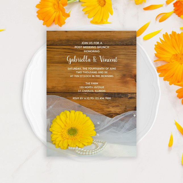 Invitación Daisy amarillo y Boda brunch de Pearl Country Post (Subido por el creador)