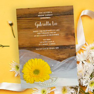 Invitación Daisy amarillo y ducha de novia en el granero de l
