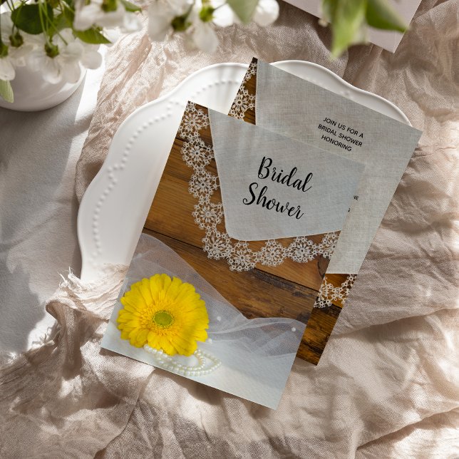Invitación Daisy amarillo y ducha de novias en el granero cam (Subido por el creador)