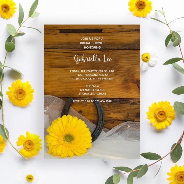 Invitación Daisy amarillo y ducha de novias occidentales herr (Subido por el creador)