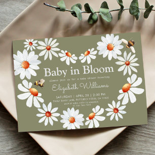 Invitación Daisy and Bumble Bee Baby Shower