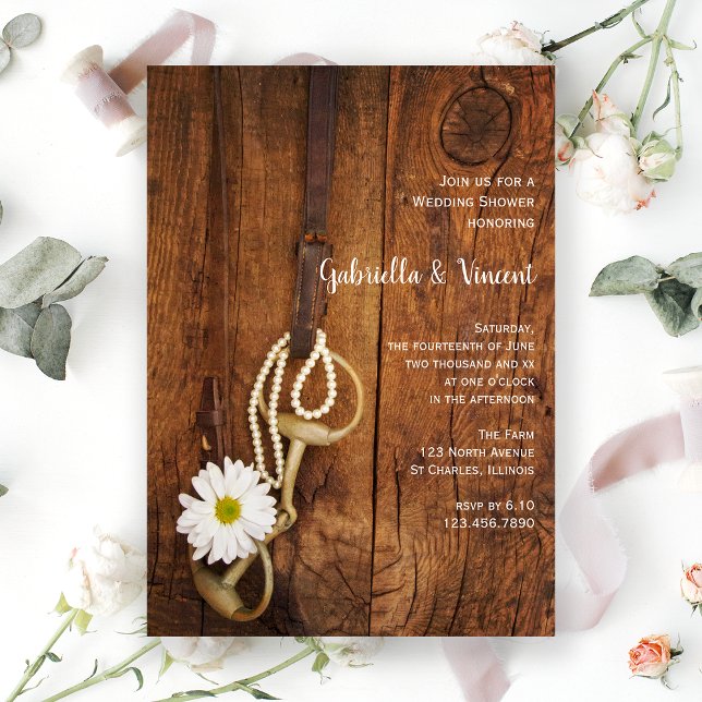 Invitación Daisy and Horse Bit Country Western Wedding Shower (Subido por el creador)