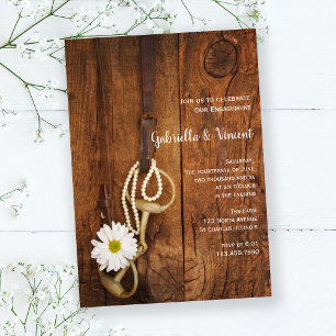 Invitación Daisy and Horse Bit Western Engagement Barn Fiesta