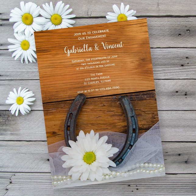 Invitación Daisy and Horseshoe Country Engagement Barn Fiesta (Subido por el creador)
