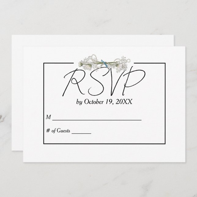 Invitación Daisy and Pearls RSVP Wedding  (Anverso / Reverso)