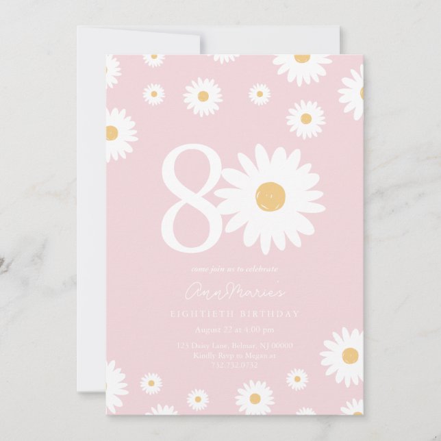 Invitación Daisy Atemporal Hito Ochenta Cumpleaños (Anverso)