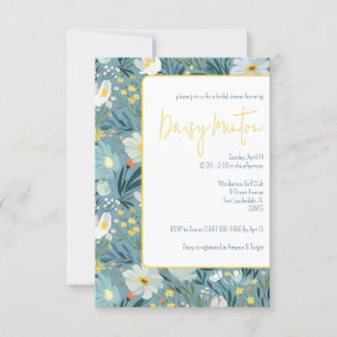 Invitación Daisy azul y amarillo, ducha de novia floral prima