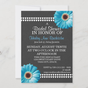 Invitación Daisy azul y ducha de novia gris pizarra