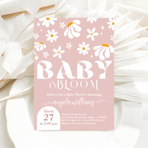 Invitación Daisy Baby en flor Simple Chica Baby Shower