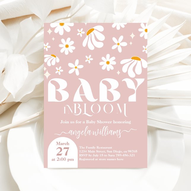Invitación Daisy Baby en flor Simple Chica Baby Shower (Subido por el creador)