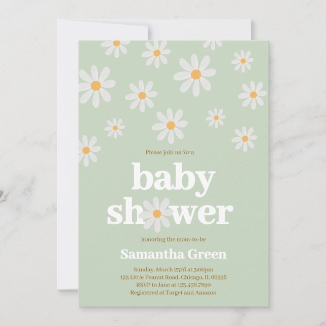 Invitación Daisy Baby Shower (Anverso)