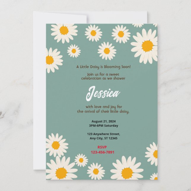 Invitación Daisy Baby Shower (Anverso)
