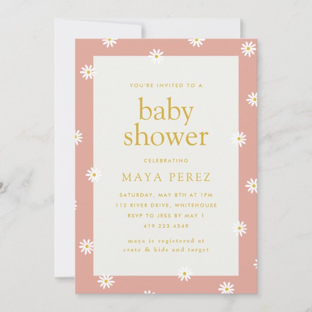 Invitación Daisy Baby Shower (Anverso)