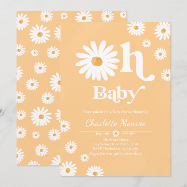 Invitación Daisy Baby Shower Bohemian Moda floral Baby Shower (Anverso / Reverso)