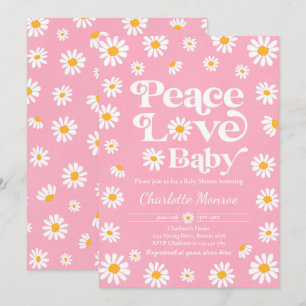 Invitación Daisy Baby Shower Bohemian Peace Love Baby Shower