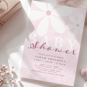 Invitación Daisy Baby Shower Pinks
