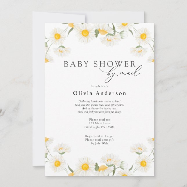 Invitación Daisy Baby Shower por correo (Anverso)