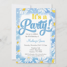 Invitación Daisy Birthday Invitation Floral amarillo azul