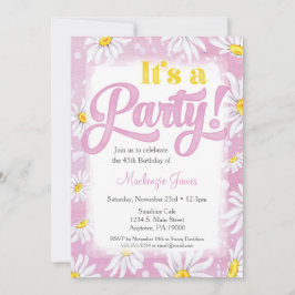 Invitación Daisy Birthday Invitation Pink Yellow Floral