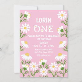 Invitación Daisy Birthday Party Boho One First Birthday