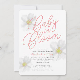 Invitación Daisy Blanca Ducha de Bebé en Flor
