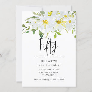 Invitación Daisy blanco   50 Aniversario Verano floral