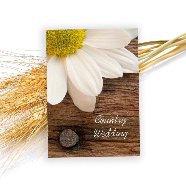 Invitación Daisy blanco rústico y boda campestre de madera de (Subido por el creador)