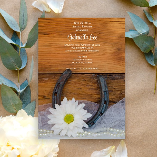 Invitación Daisy blanco y ducha de novia occidental herradura (Subido por el creador)