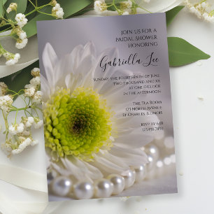 Invitación Daisy blanco y ducha nupcial de Perlas