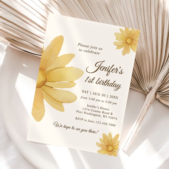 Invitación Daisy Bohmian Chica Primer Fiesta de Cumpleaños (Subido por el creador)