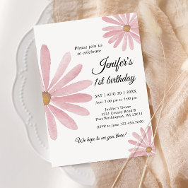 Invitación Daisy Bohmian Chica Primer Fiesta de Cumpleaños