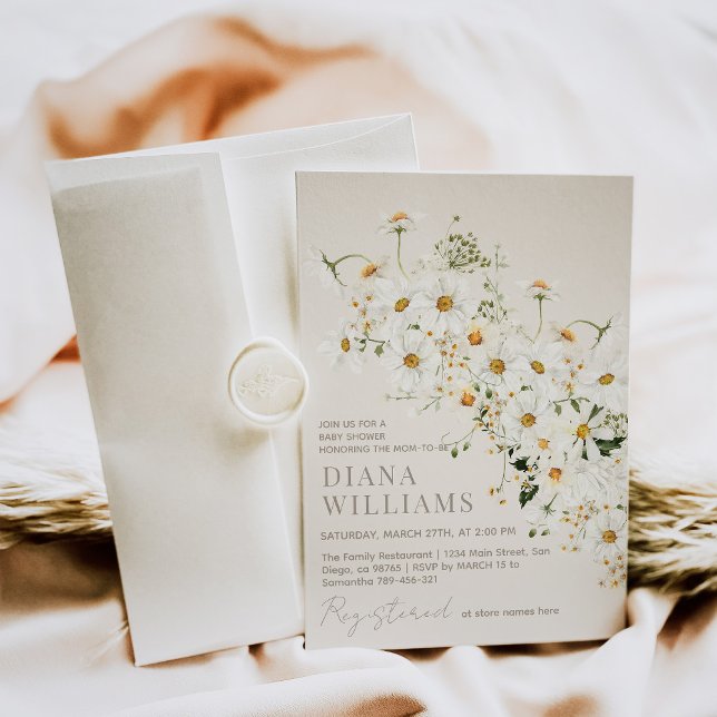 Invitación Daisy Boho Wildflower Rustic Baby Shower (Subido por el creador)