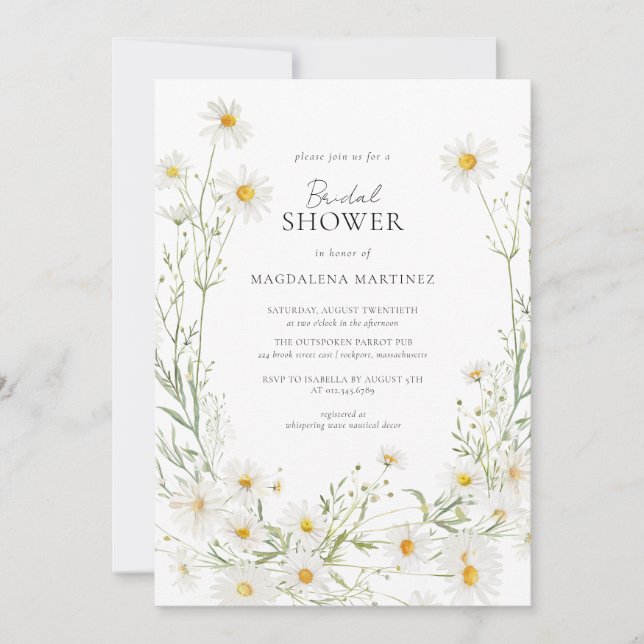 Invitación Daisy Boho Wildflower Rústica ducha de novia (Anverso)